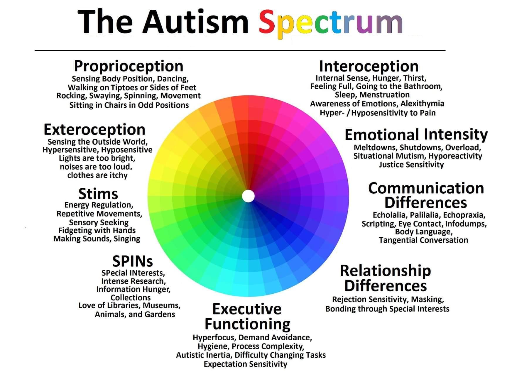 The Autism Spctrum Proprioception Interoception R N St oo e poari Exteroception Emotional Intensity Communication Differences gonile Relationship ity Differences o S st e e Executive g e S s Functioning