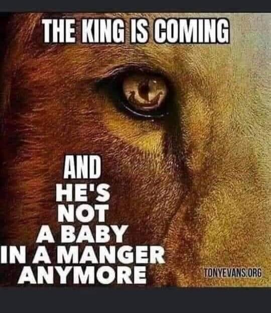 THE KING IS COMING
AND HE'S NOT A BABY IN A MANGER ANYMORE