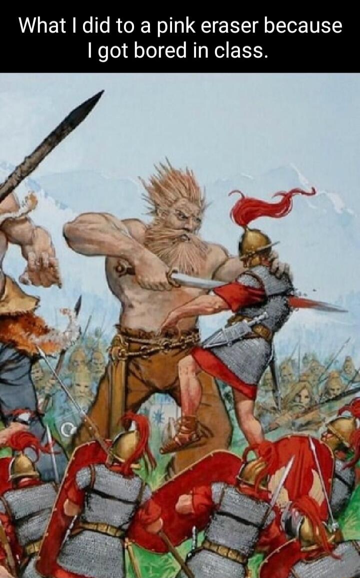 What I did to a pink eraser because I got bored in class.