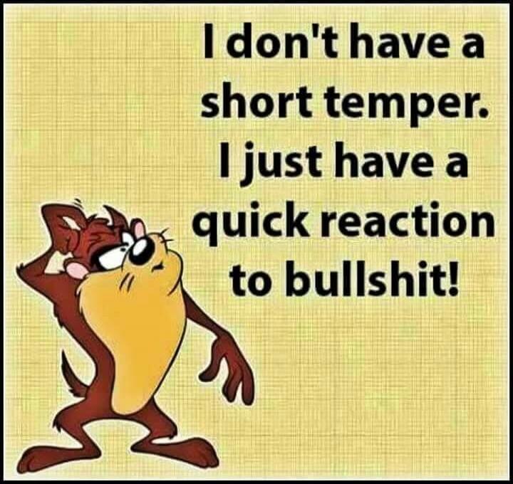 I don't have a short temper. I just have a quick reaction to bullshit!