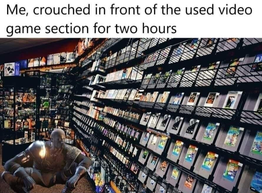 rouched in front of the used video