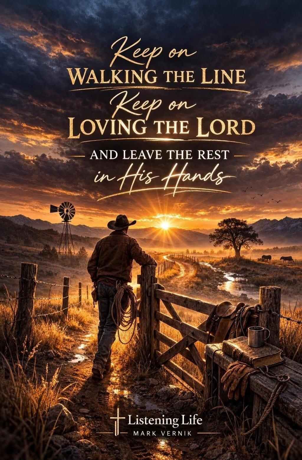Keep on WALKING THE LINE Keep on LOVING THE LORD AND LEAVE THE REST in His Hands Listening Life MARK VERNIK
