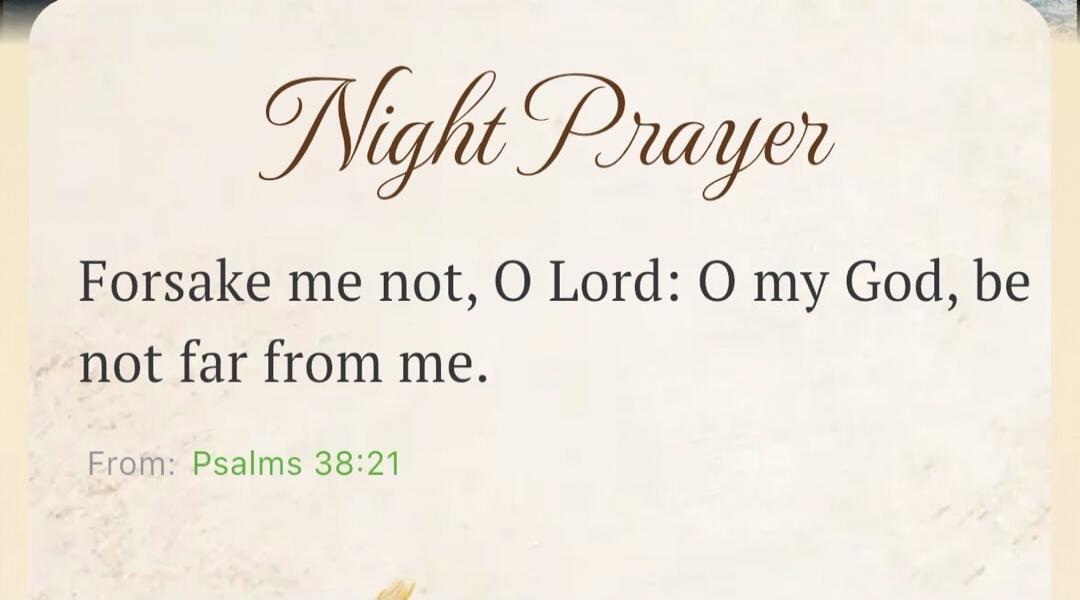 Night Prayer Forsake me not, O Lord: O my God, be not far from me. From: Psalms 38:21
