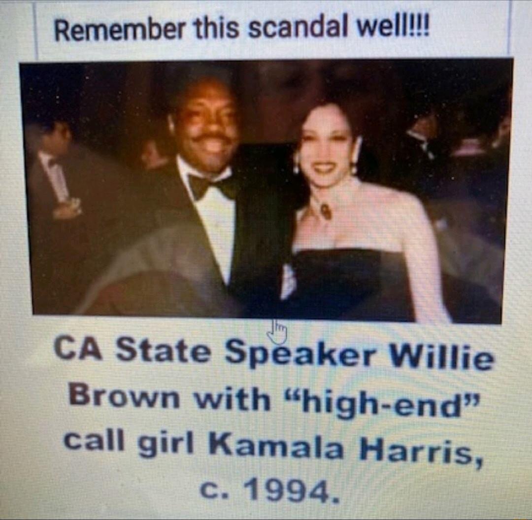 Remember this scandal well CA State Speaker Willie Brown with high end call girl Kamala Harris c 1994