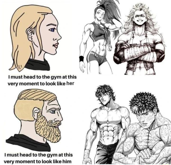 Imustheadtothe gymatthis very moment to ook ike her Imust head to the gym at this very moment to look like him