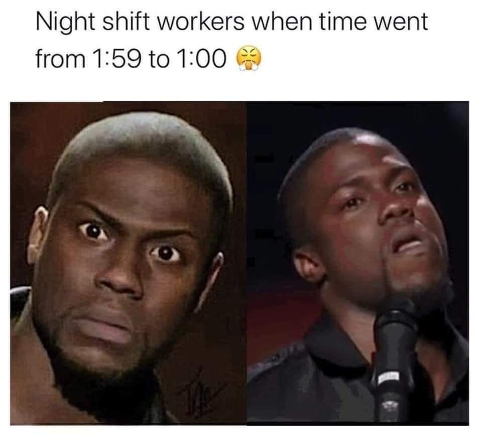 Night shift workers when time went from 159 to 100 9