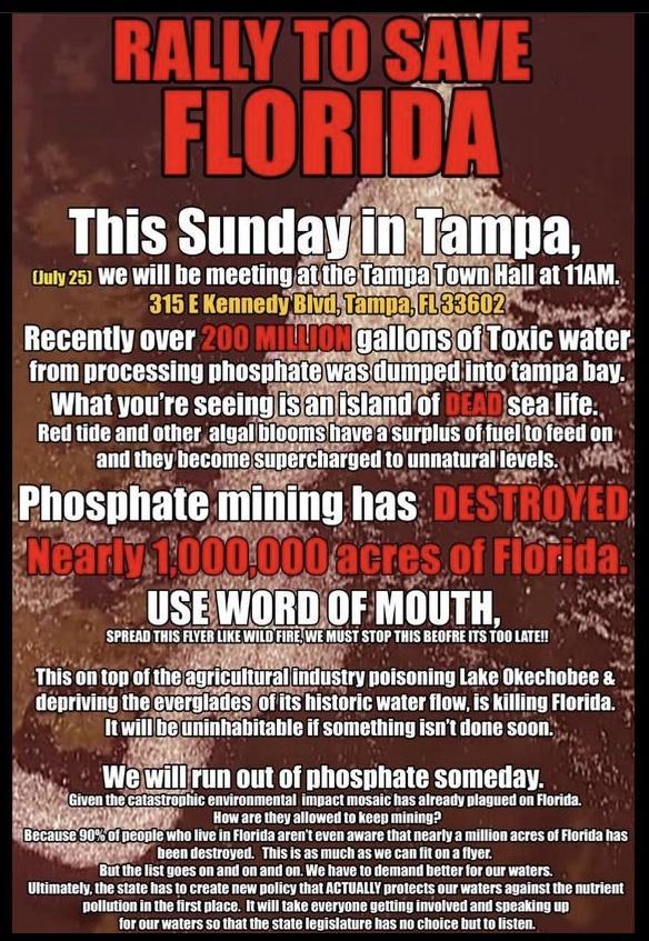 TR TR i Tmna uu 29 e will be meeting at tie ownHall at 11AM Recently 08 from processing phosph What youre seeinglis Red title and otheralgal boomis havea Surplus eedon and they liecomesunercharged to unnatura euels sl Phosphate mining has 2 USEWOR SPREDTHIS nvll LIKE WILD FIRE lm STOPTHISBEORRE TS T00 LATEN This ontopof the urlcunnmnnuslw noisoning Lake Okechobee s depriving the evergladesfofits h