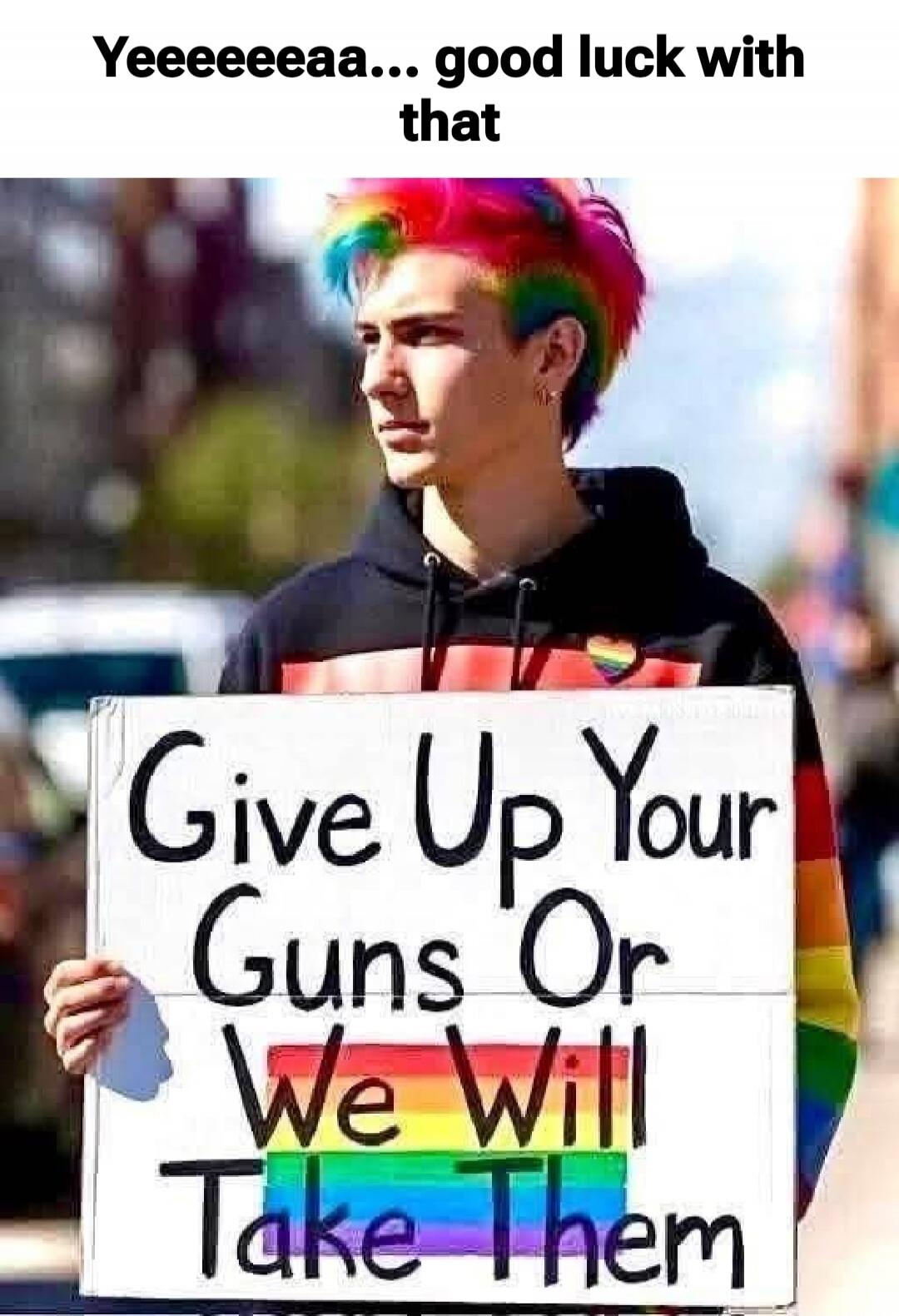Yeeeeeeaaa... good luck with that. Give Up Your Guns Or We Will Take Them.