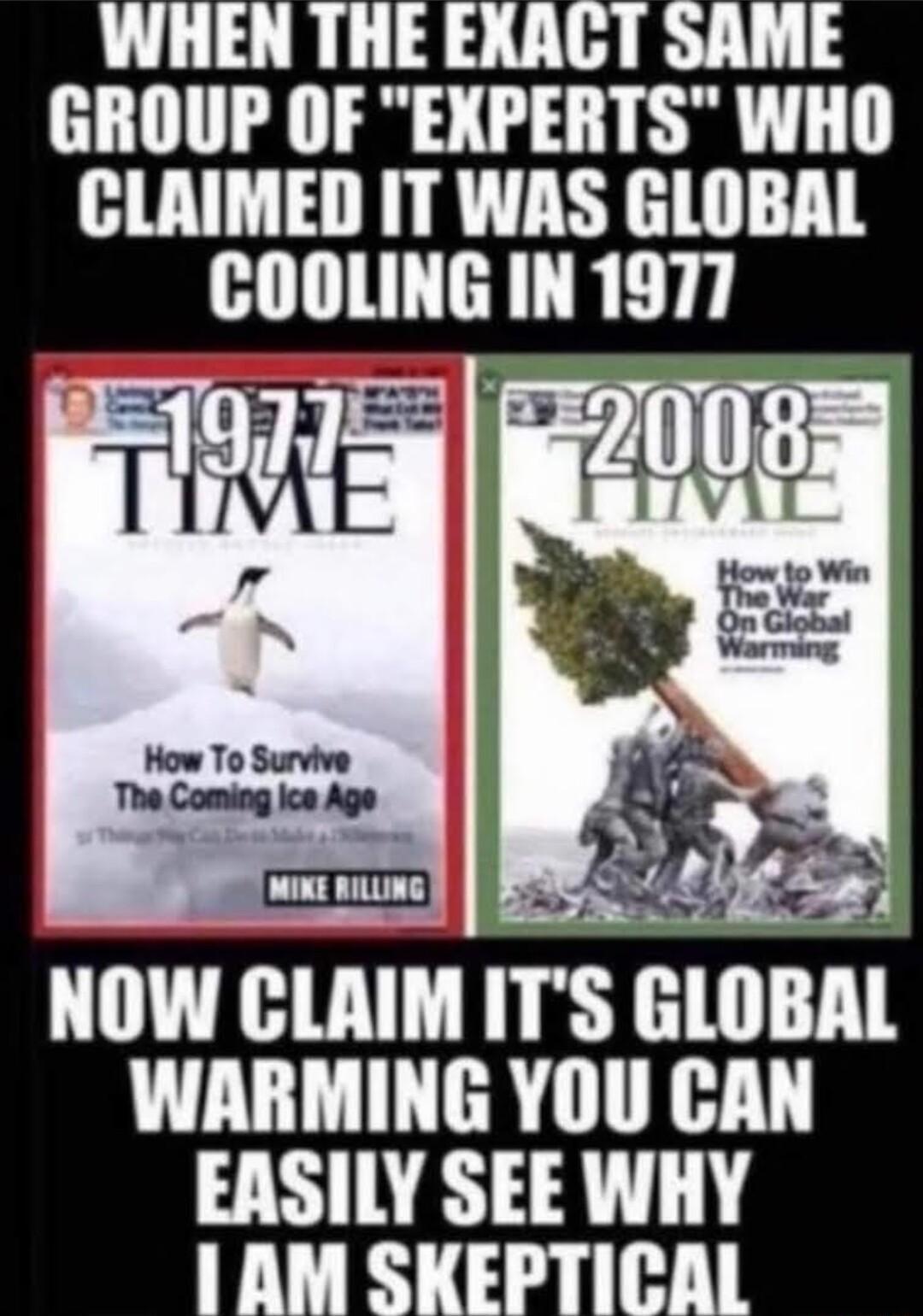 GROUP OF EXPERTS WHO CLAIMED IT WAS GLOBAL COOLING N 1677 ey unw GMIM ITS Ellll WARMING YOU CAN EASILY SEE WHY I A1d1IH