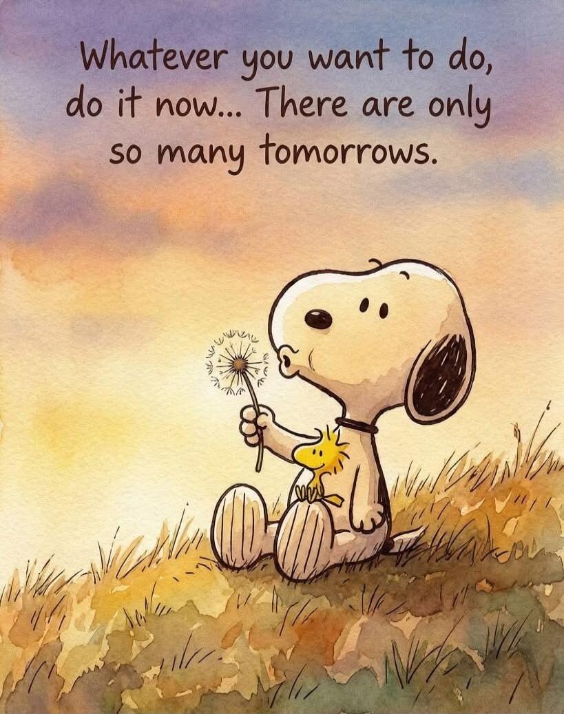 Whatever you want to do, do it now... There are only so many tomorrows.