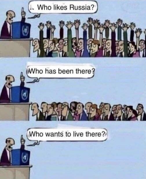 Who likes Russia?
Who has been there?
Who wants to live there?