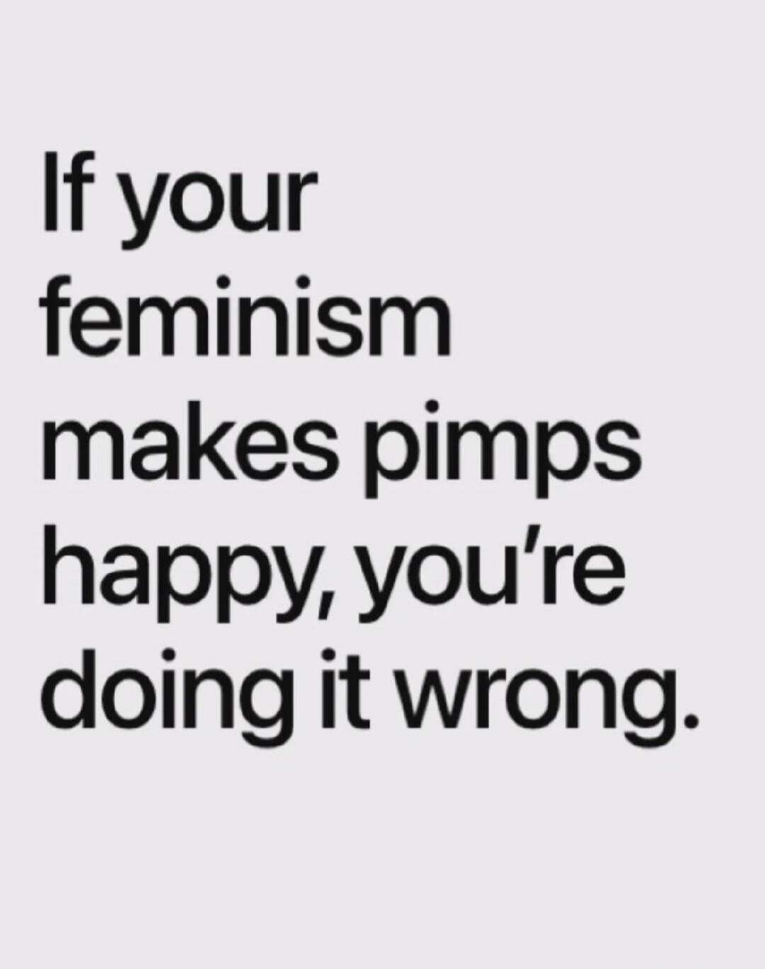 If your feminism makes pimps happy, you're doing it wrong.