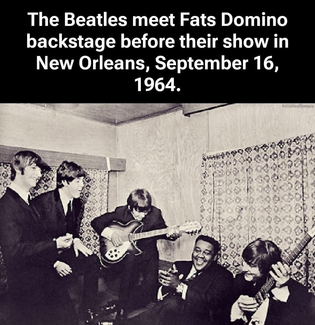 The Beatles meet Fats Domino backstage before their show in New Orleans, September 16, 1964.