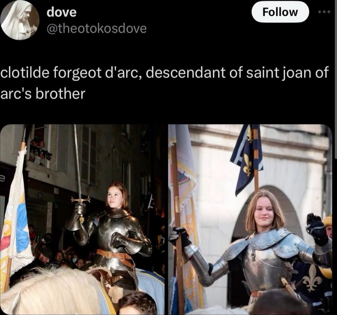 dove IGELIGITE Y clotilde forgeot darc descendant of saint joan of arcs brother