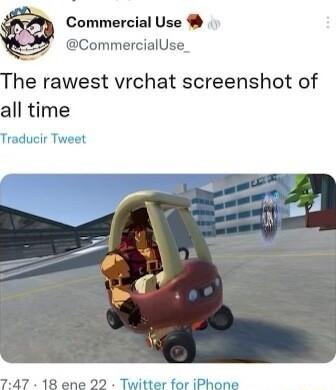 Commercial Use CommercialUse The rawest vrchat screenshot of all time Traducir Tweet 747 18 ene 22 Twitter for iPhone
