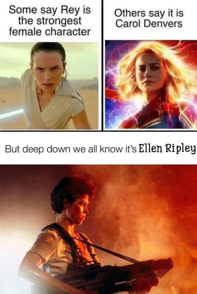 Some say Rey is Others say itis the strongest Carol Denvers female character