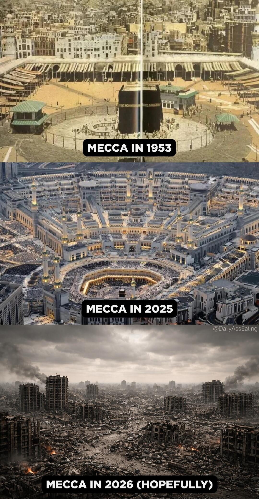MECCA IN 1953\nMECCA IN 2025\nMECCA IN 2026 (HOPEFULLY)