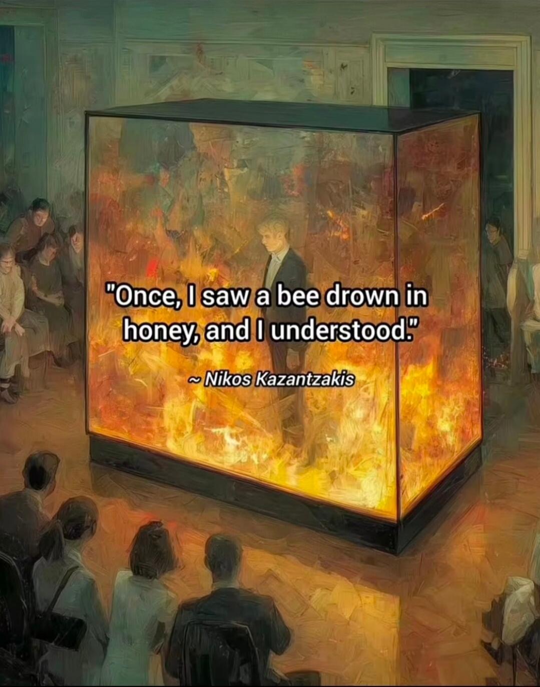 Once, I saw a bee drown in honey, and I understood. ~ Nikos Kazantzakis