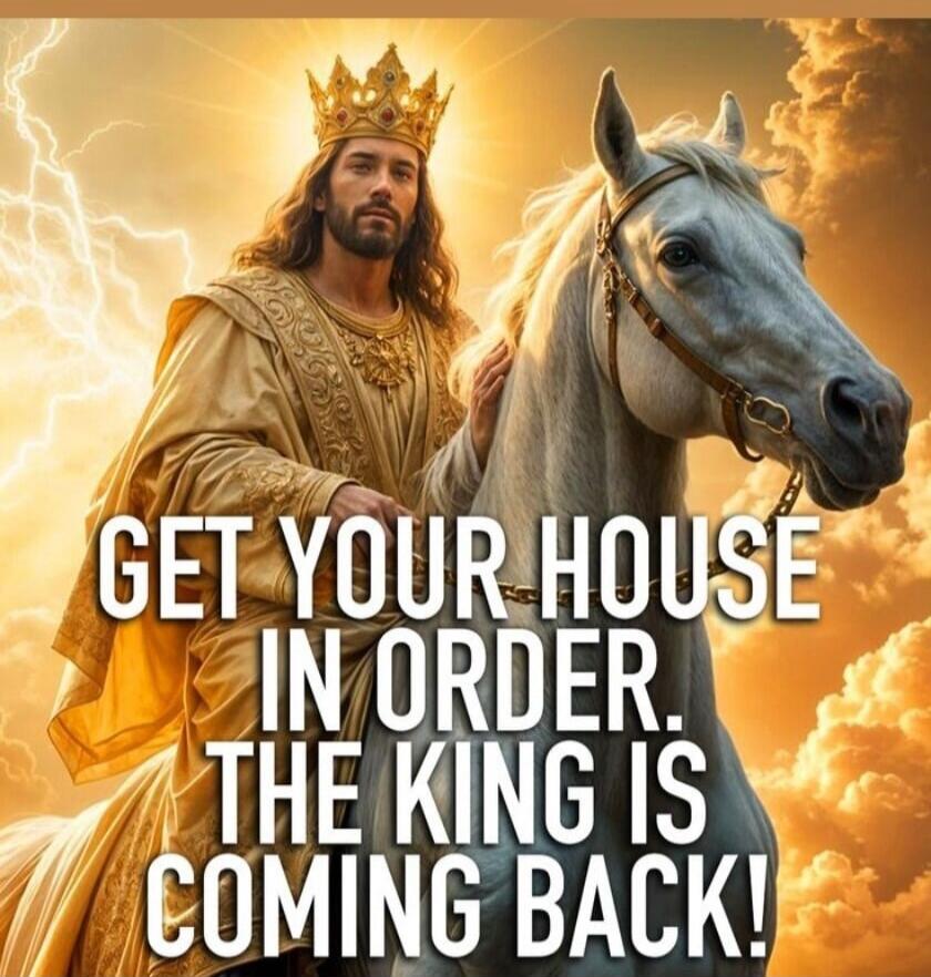 GET YOUR HOUSE IN ORDER. THE KING IS COMING BACK!