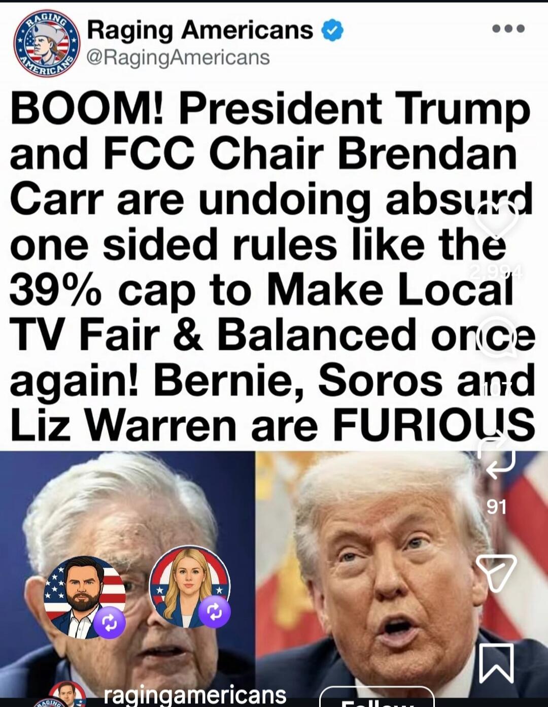 BOOM! President Trump and FCC Chair Brendan Carr are undoing absurd one sided rules like the 39% cap to Make Local TV Fair & Balanced once again! Bernie, Soros and Liz Warren are FURIOUS