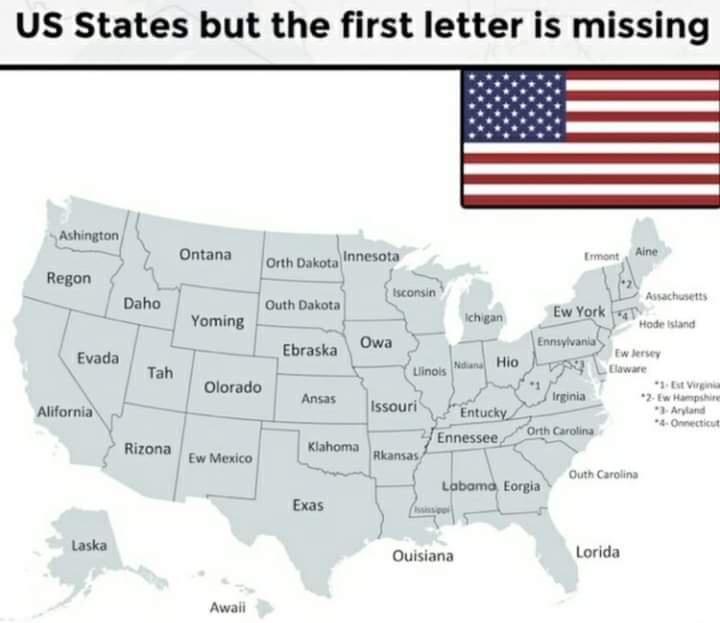 US States but the first letter is missing e Ouisiana Lorida Awail