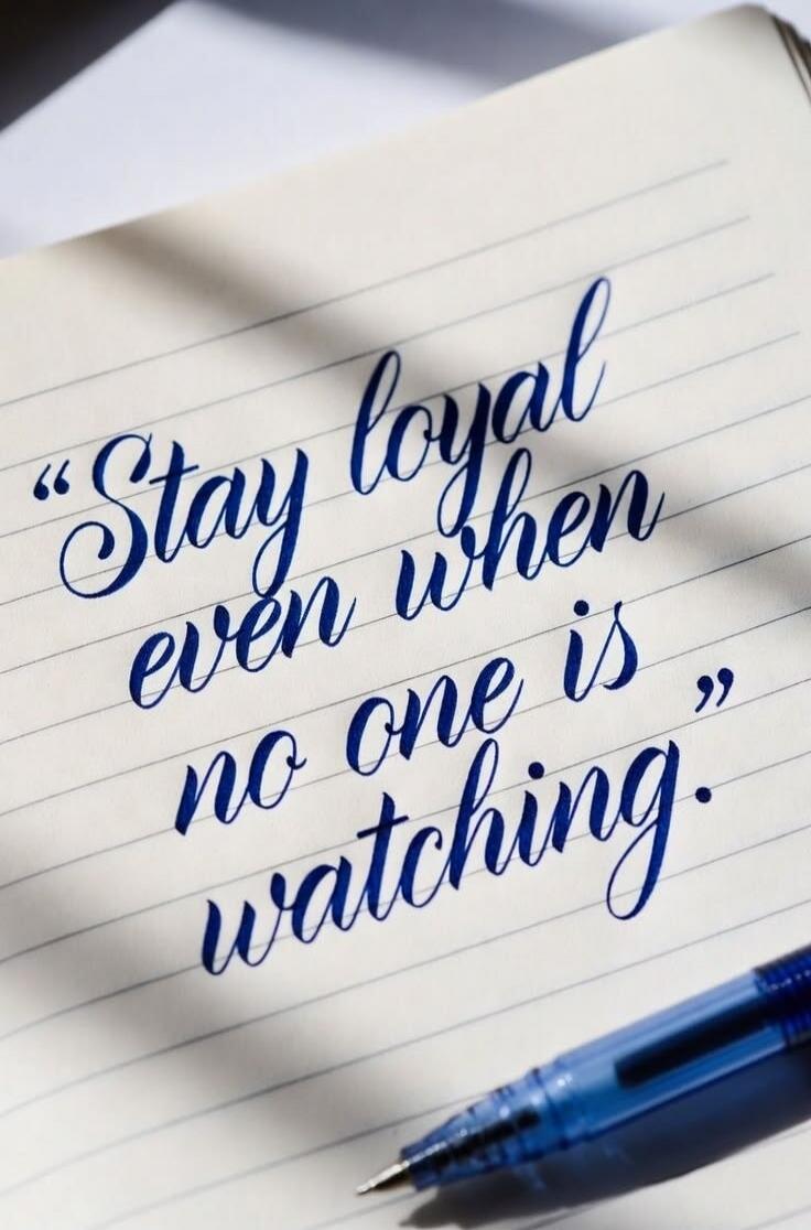 Stay loyal even when no one is watching.