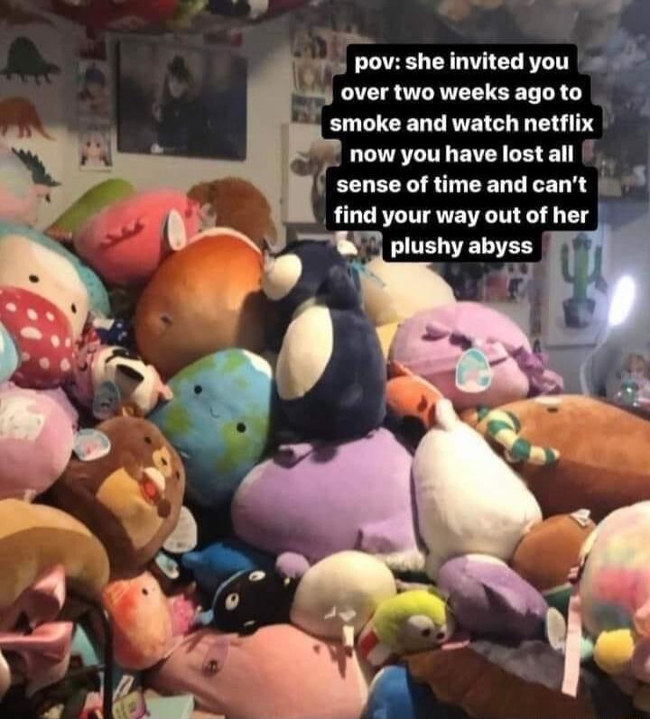 e pov she invited you over two weeks ago to 7 now you have lost all sense of time and cant find your way out of her 7 plushy abyss s