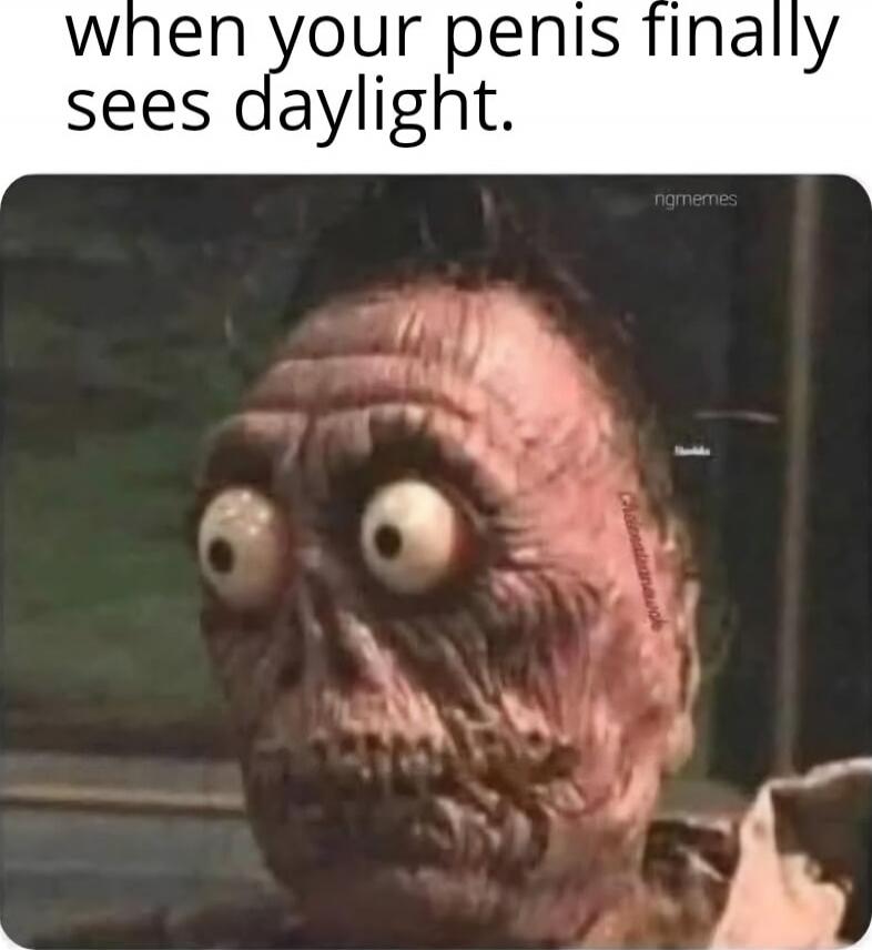 when your penis finally sees daylight.