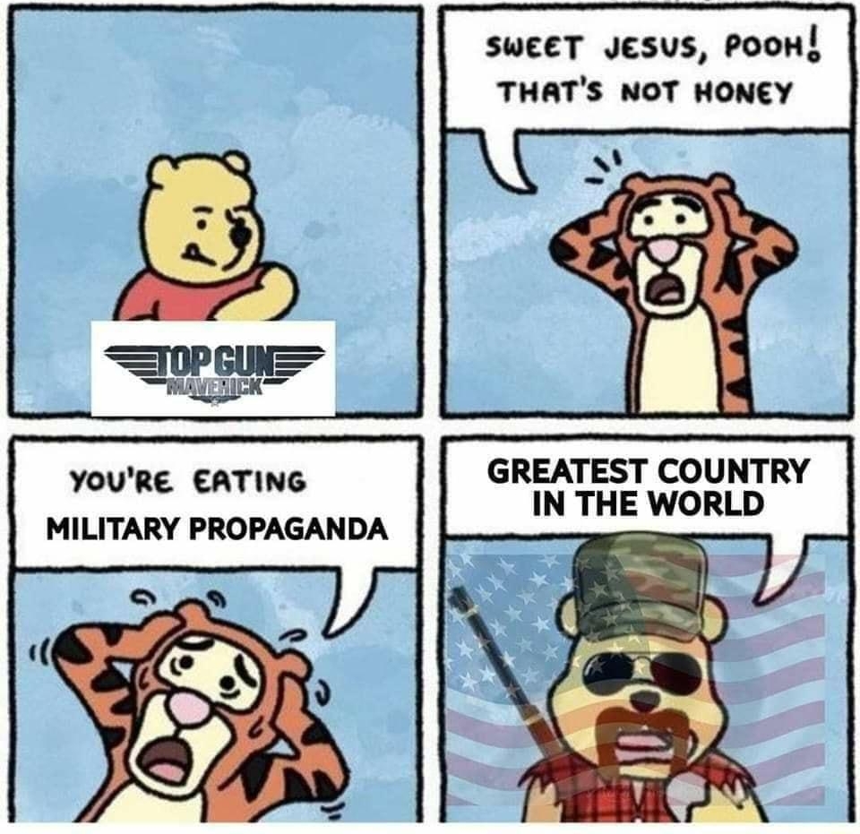 SAFELY_ENDANGERCO SWEET JESUS POOH THATS NOT HONEY YOURE EATING GREATEST COUNTRY IN THE WORLD MILITARY PROPAGANDA i ORL
