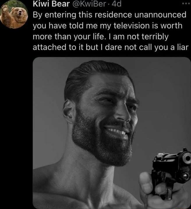 Kiwi Bear KwiBer 4d By entering this residence unannounced BCIIEVER Gl N R VR CIEV S L RER g 1 more than your life am not terribly attached to it but dare not call you a liar