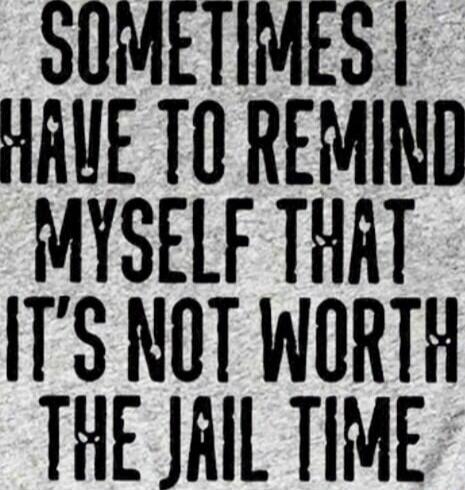 SOMETIMES I HAVE TO REMIND MYSELF THAT IT'S NOT WORTH THE JAIL TIME