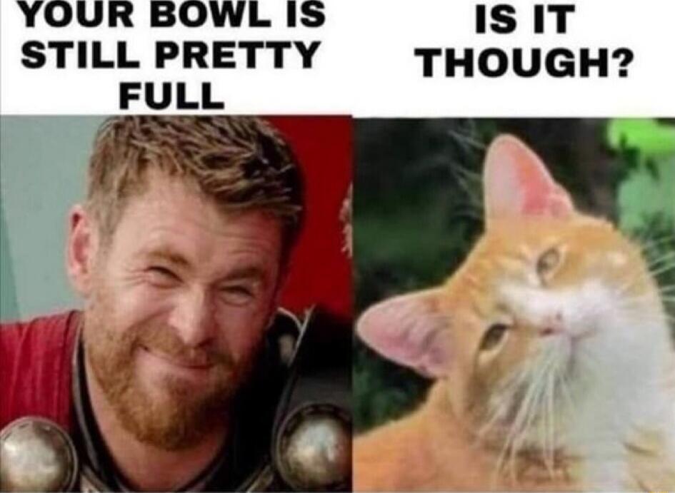 YOUR BOWL IS STILL PRETTY FULL
IS IT THOUGH?