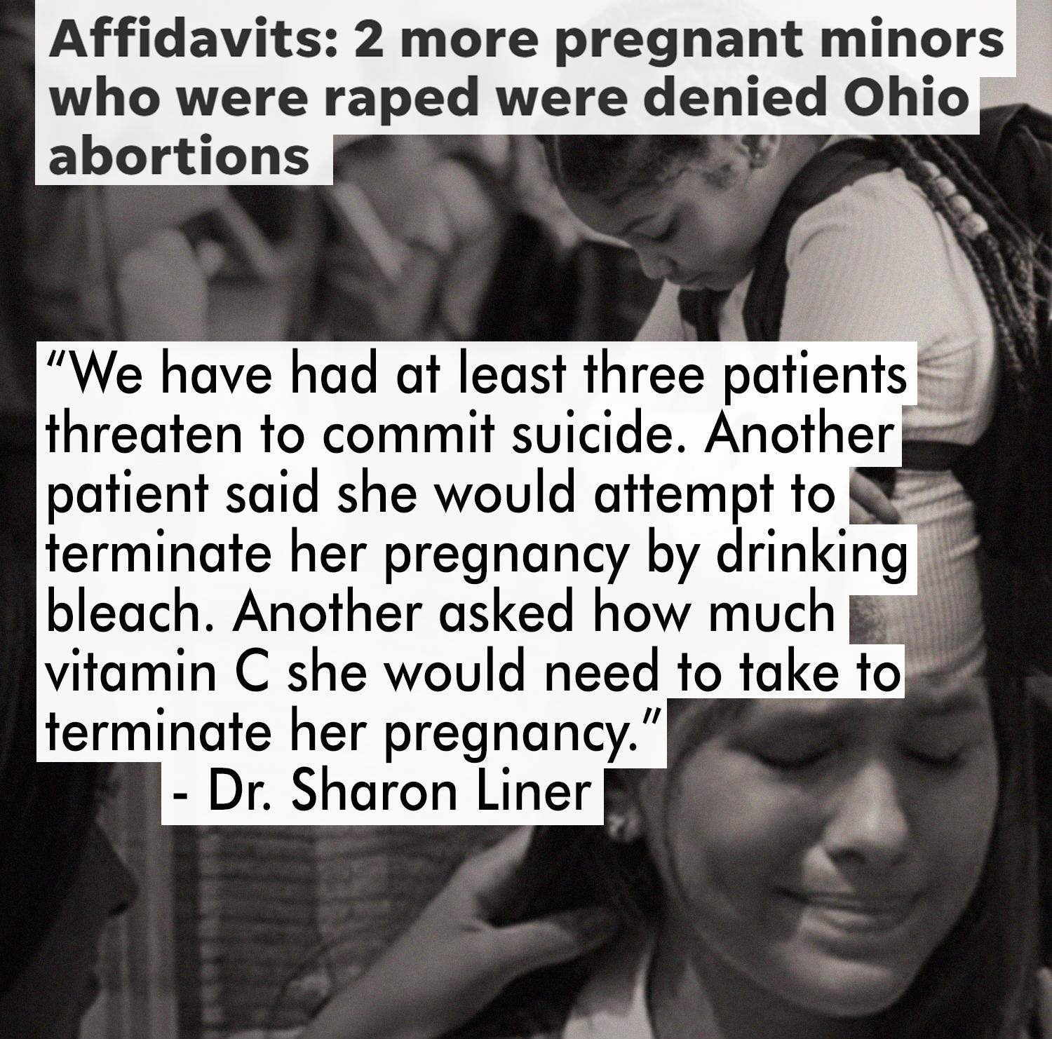 2 more pregnant minors who were raped were denied O patient said she would attempt to terminate her pregnancy by drinking bleach Another asked how much j GOP TRAITORS L httpslinktreedecencyu