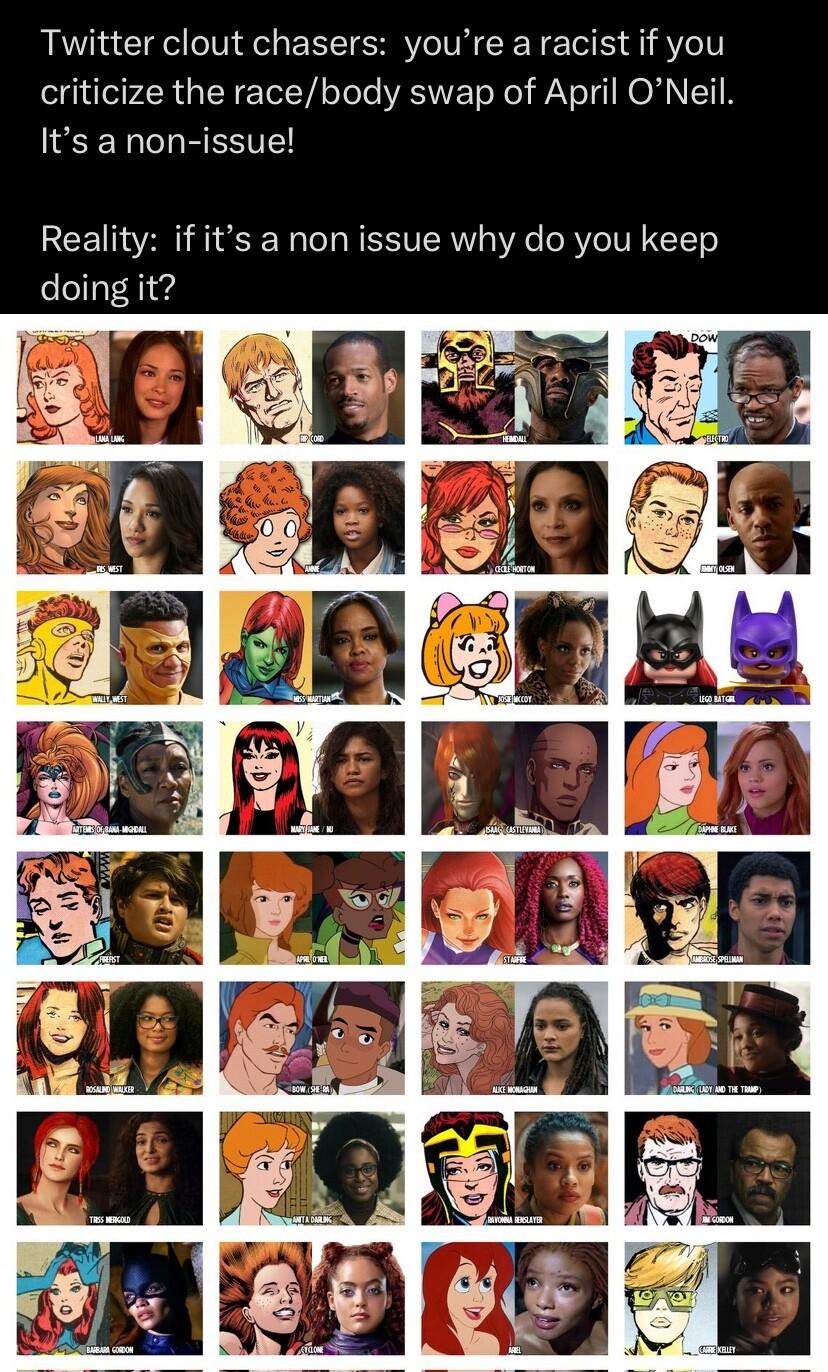 Twitter clout chasers youre a racist if you criticize the racebody swap of April ONeil Its a non issue Reality if its a non issue why do you keep doing it