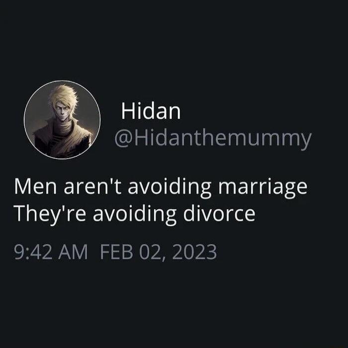 Men aren't avoiding marriage They're avoiding divorce