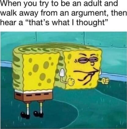 vWhen you try to be an adult and walk away from an argument then hear a thats what thought