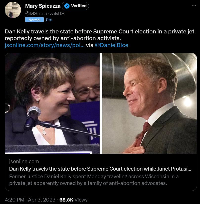 Dan Kelly travels the state before Supreme Court election in a private jet reportedly owned by anti abortion activists jsonlinecomstorynewspol via DanielBice N DanKelly travels the state before Supreme Court election whi