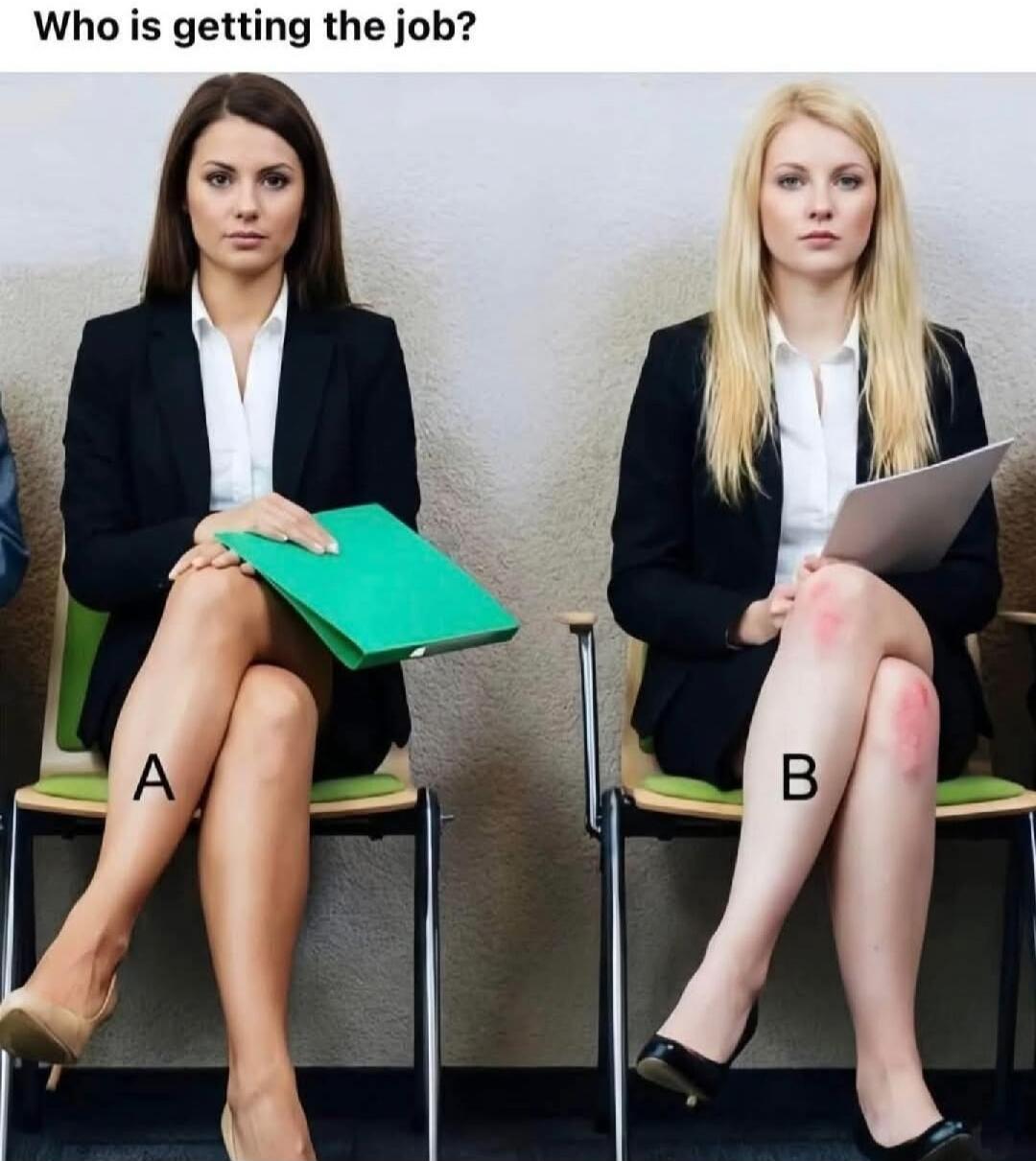 Who is getting the job?
A B