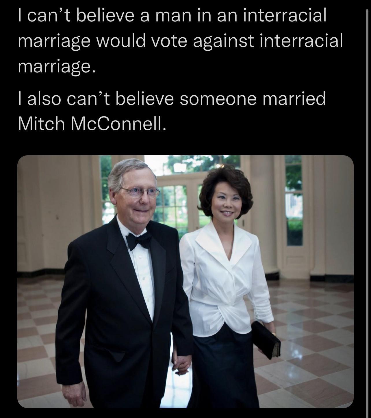 cant believe a man in an interracial IMETGEEERC N RV LI B A Cl e UEIETEN also cant believe someone married Mitch McConnell