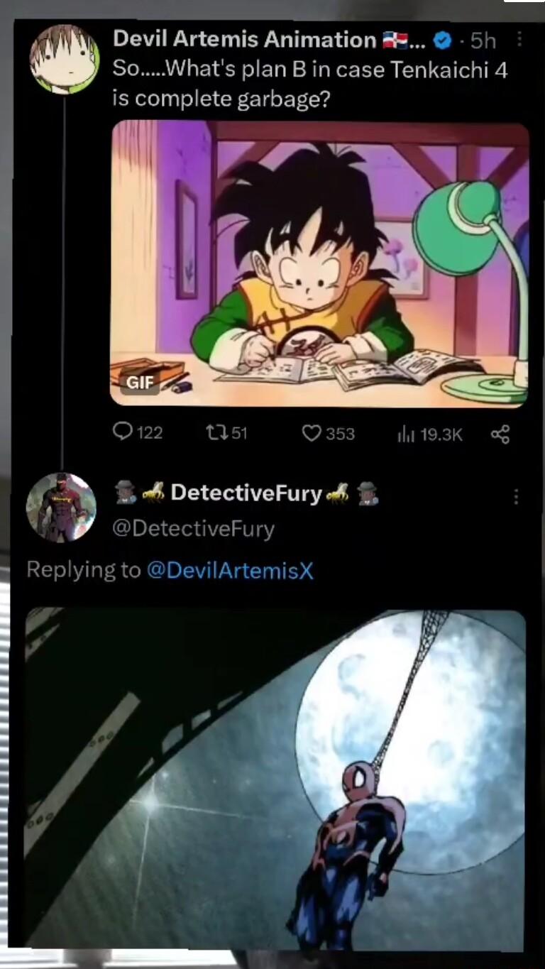 Devil Artemis Animation SoWhats plan B in case Tenkaichi 4 ELLI Tl CR EY O ET Er 4 DetectiveFury 4 5 4