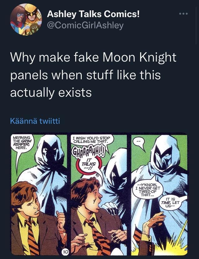 we Ashley Talks Comics e ComicGirlAshley Why make fake Moon Knight panels when stuff like this IR AN EEQLERTI