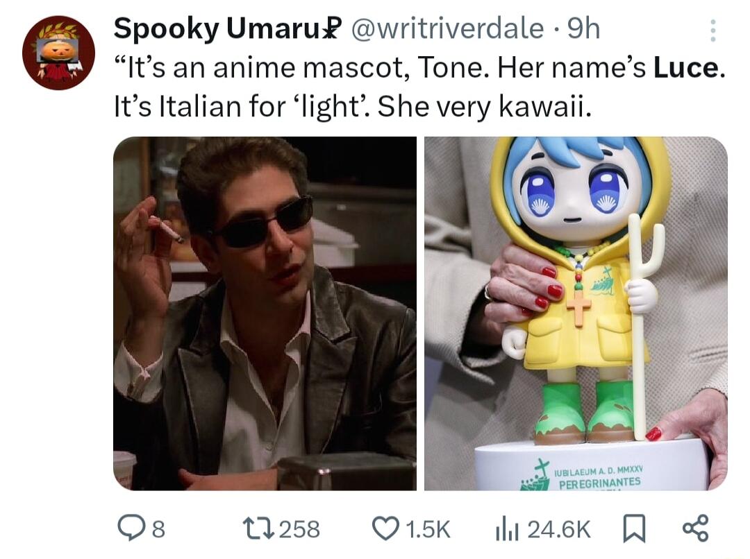 Spooky Umaru writriverdale 9h Its an anime mascot Tone Her names Luce Its Italian for light She very kawaii Os n2ss Q15K 246k