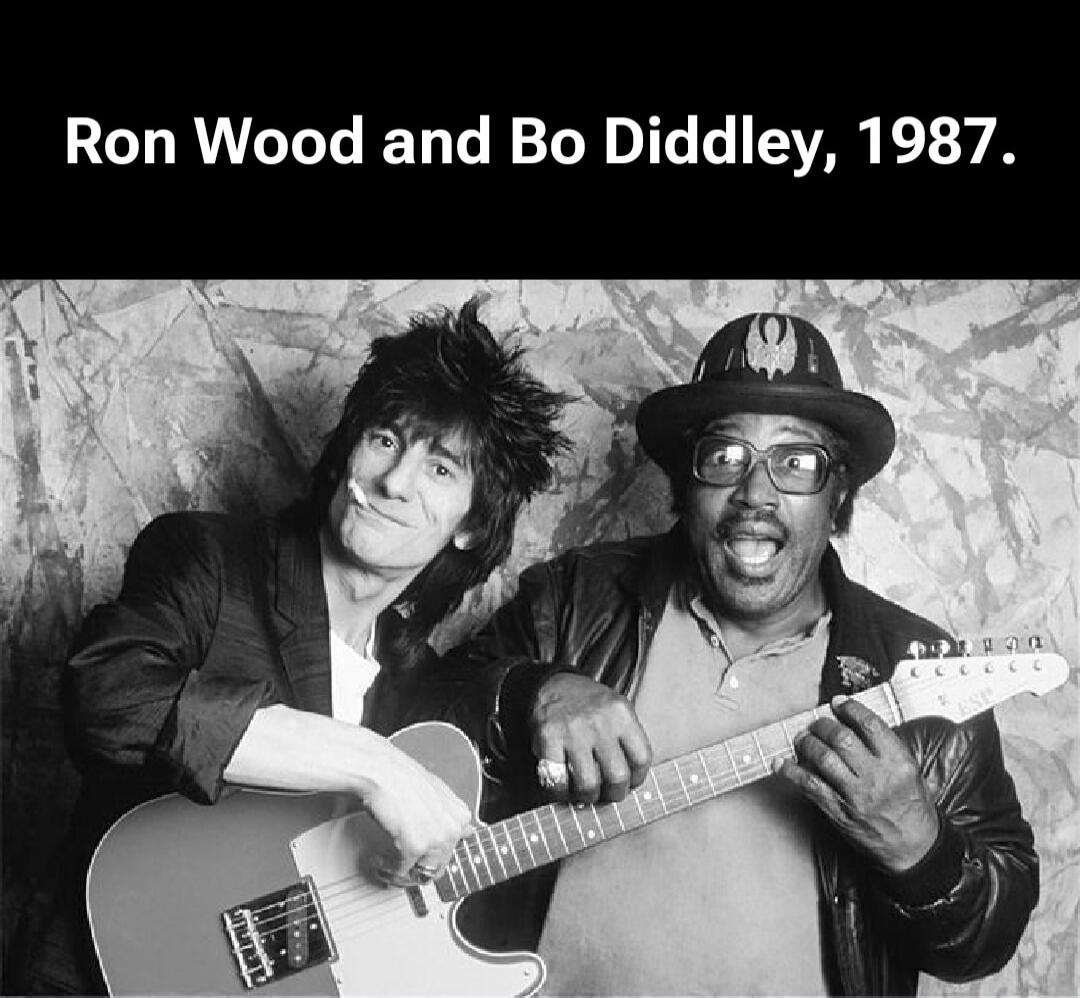Ron Wood and Bo Diddley, 1987.