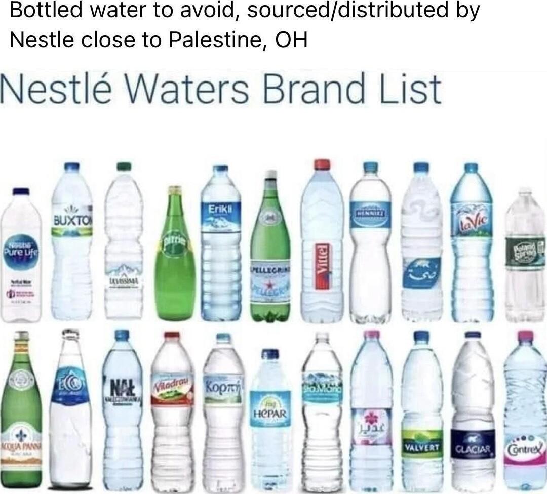 Bottled water to avoid sourceddistributed by Nestle close to Palestine OH Nestl Waters Brand List R A m oL