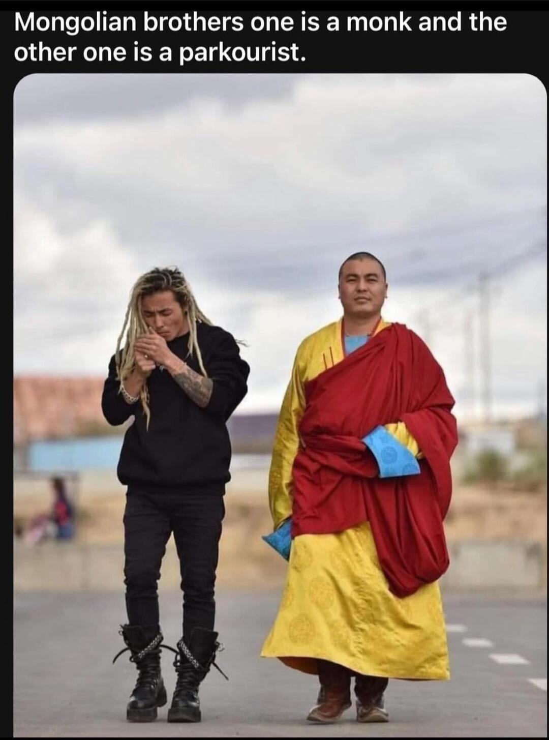 Mongolian brothers one is a monk and the GEE N EETEGIE S