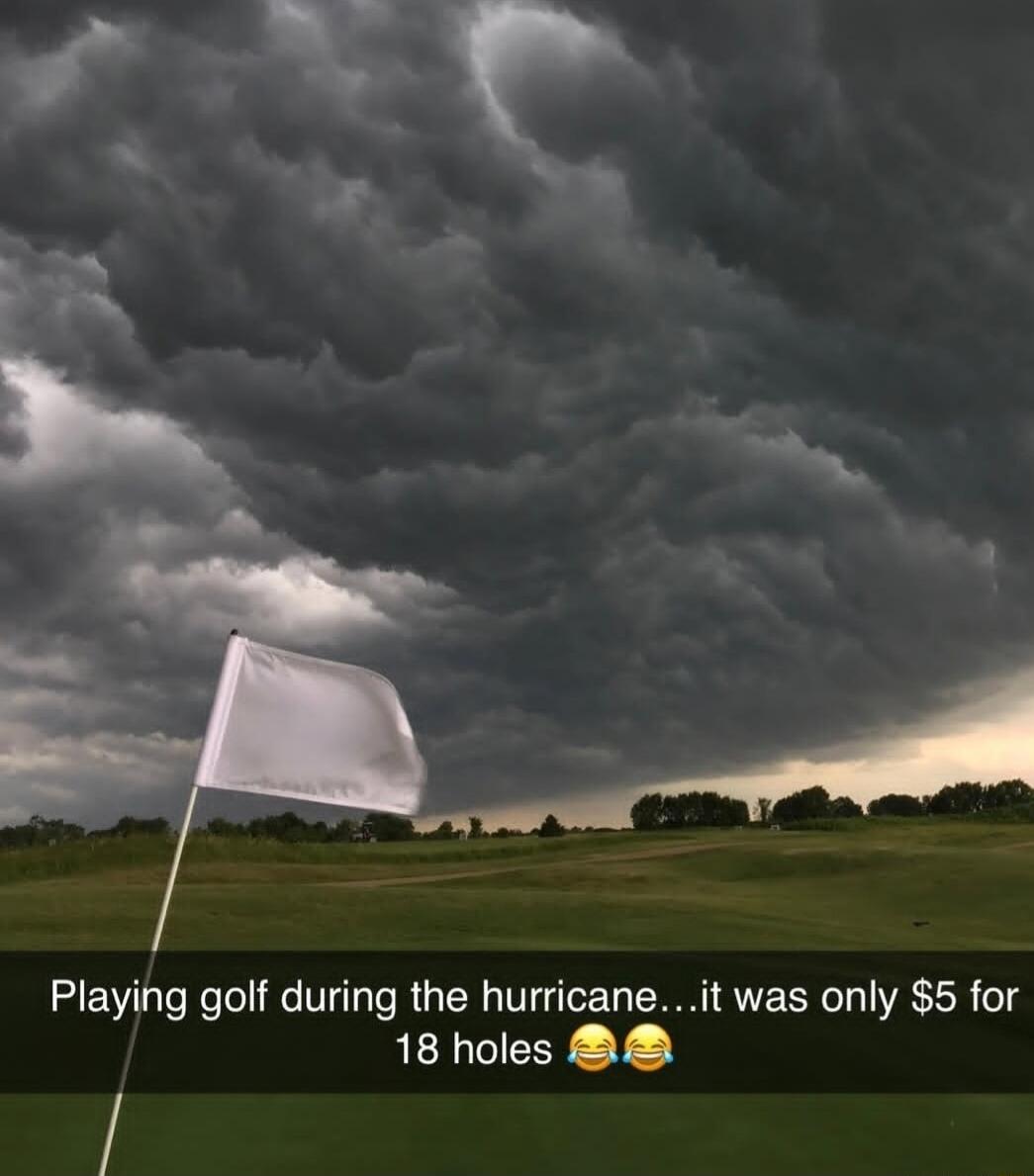Playing golf during the hurricaneit was only 5 for RERICIEEY V
