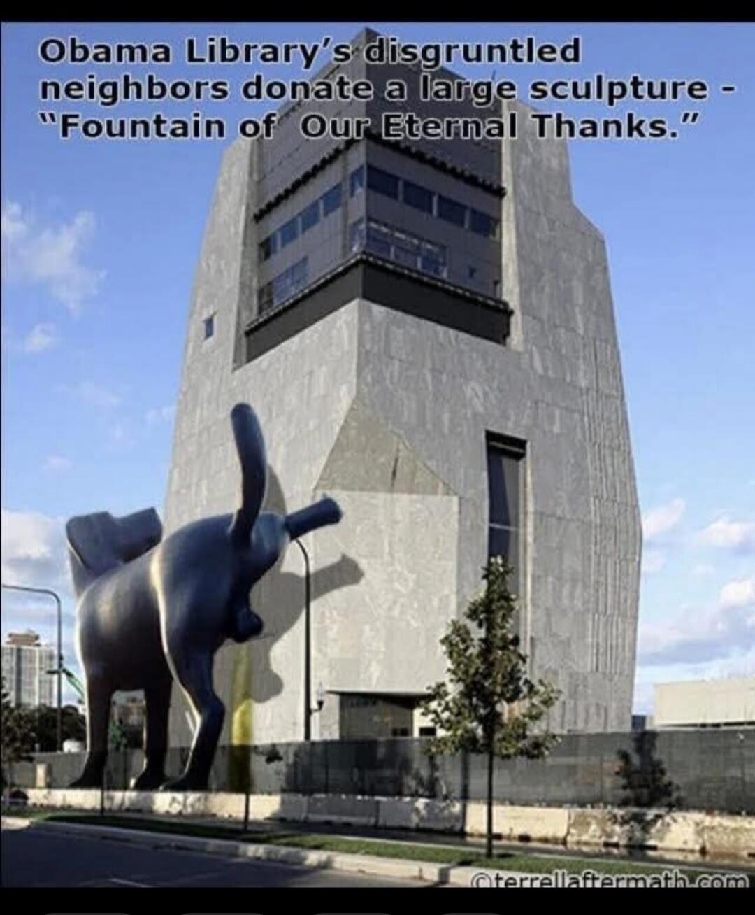 Obama Library's disgruntled neighbors donate a large sculpture - 