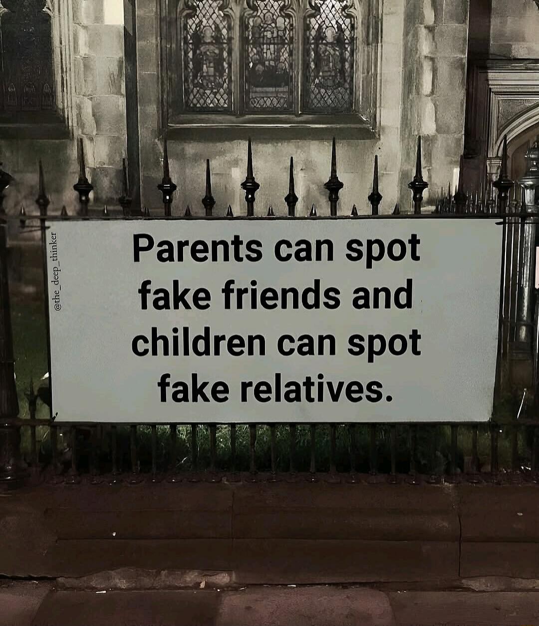 Parents can spot fake friends and children can spot fake relatives. @the_deep_thinker