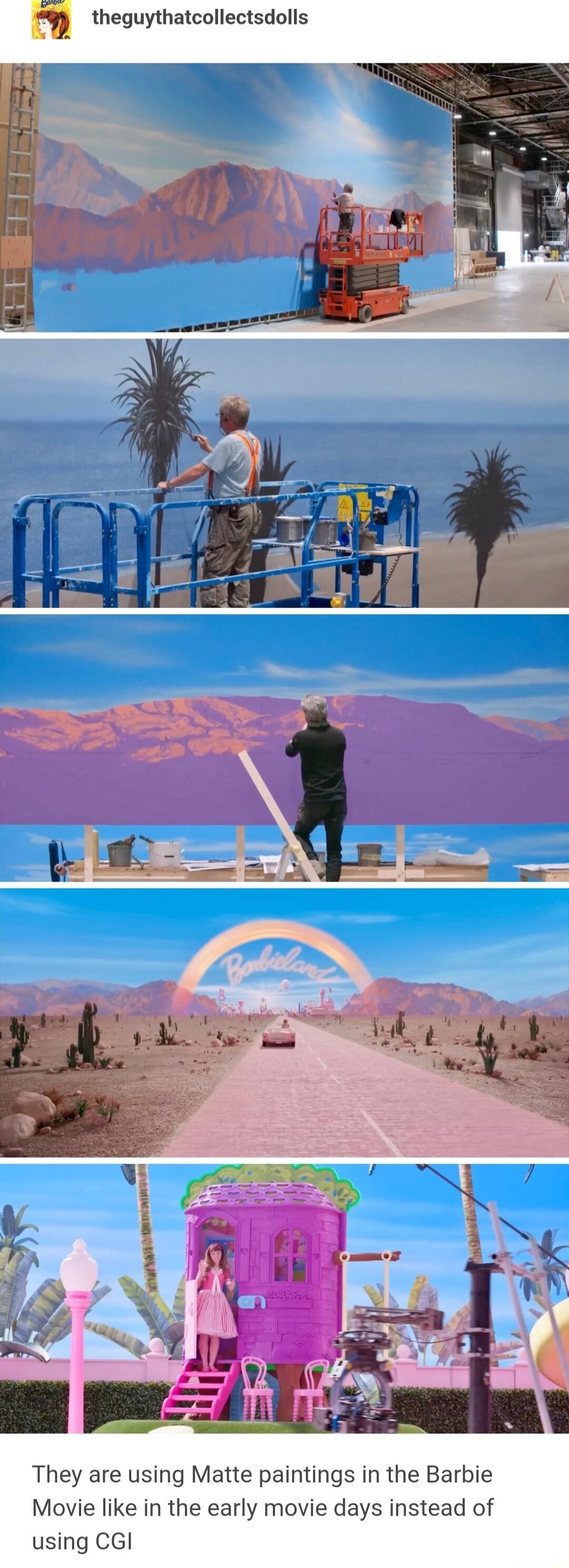 theguythatcollectsdolls They are using Matte paintings in the Barbie Movie like in the early movie days instead of using CGI