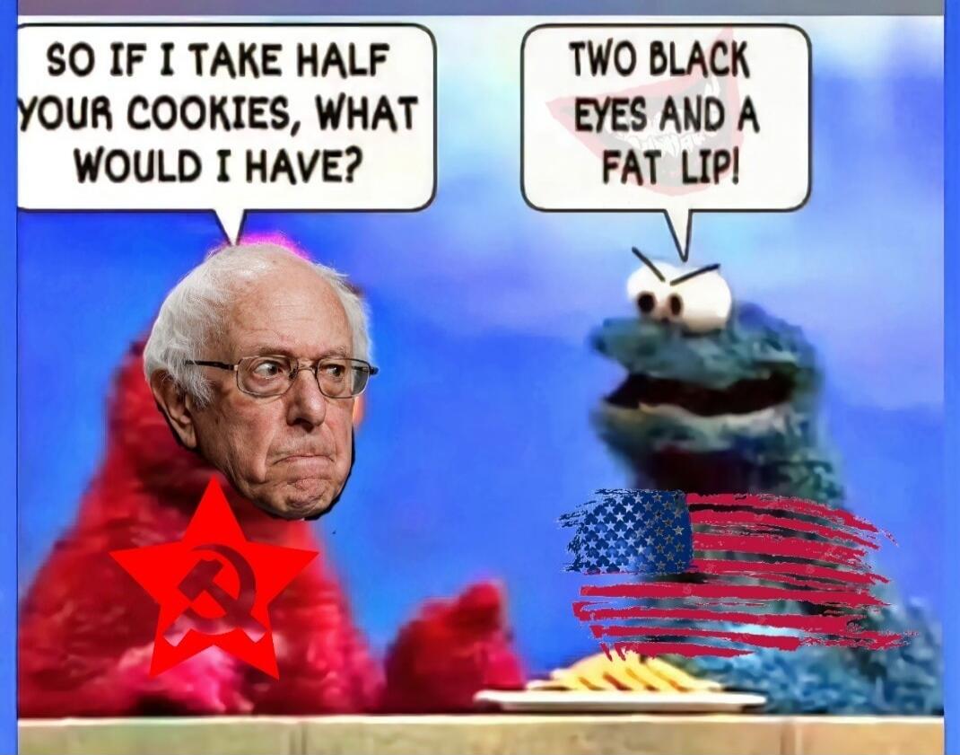 SO IF I TAKE HALF YOUR COOKIES, WHAT WOULD I HAVE? TWO BLACK EYES AND A FAT LIP!